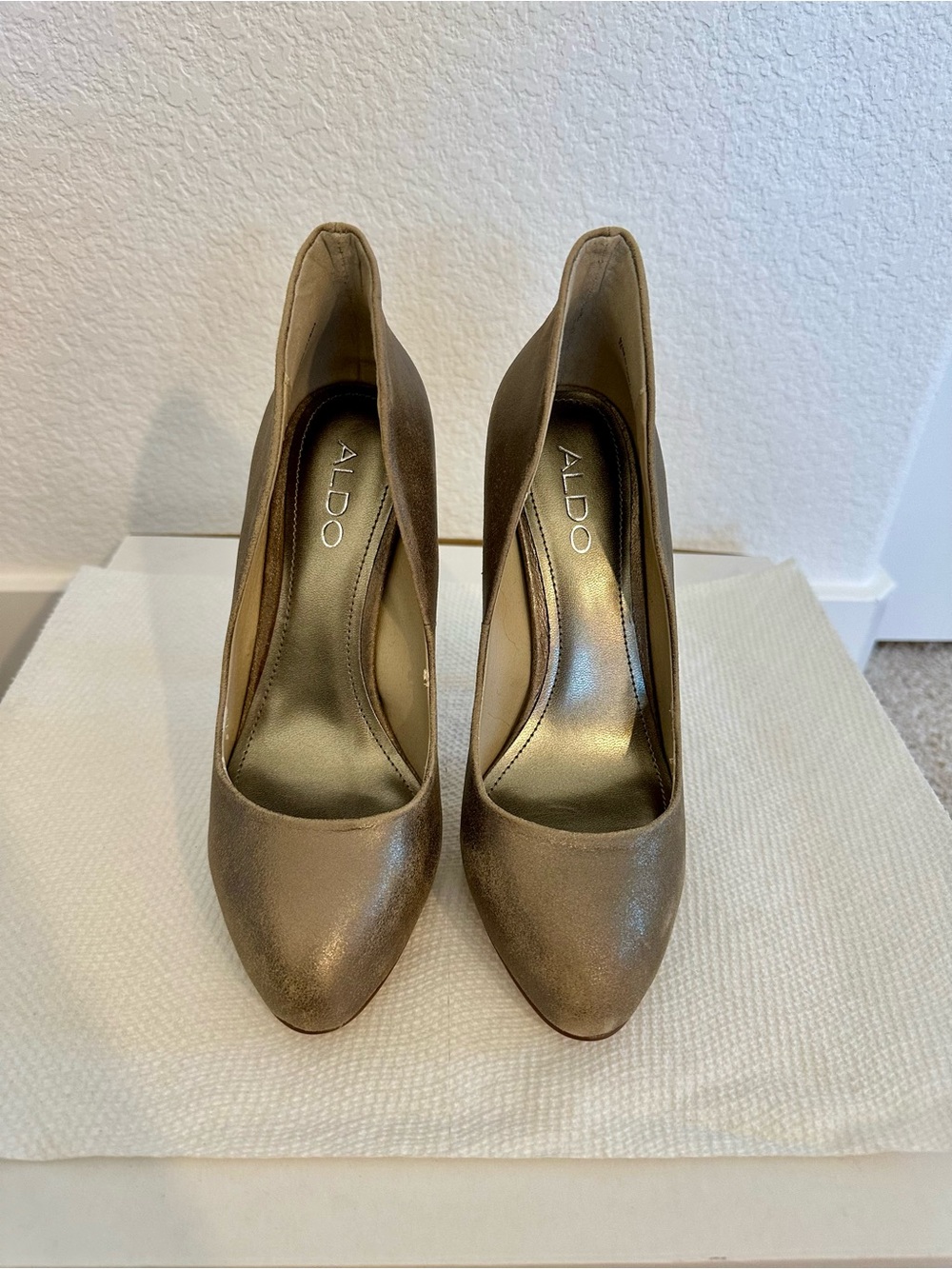 Bronze Metallic Pointed-Toe Pumps